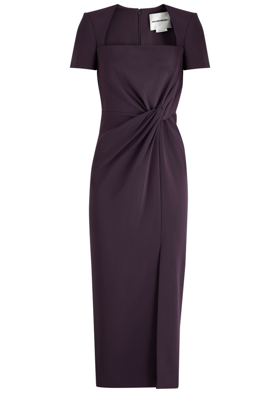 ROLAND MOURET クレープ ミディドレス Roland Mouret Knotted Crepe Midi Dress Aubergine Roland Mouret