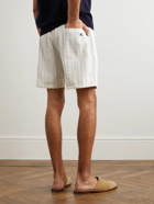Wales Bonner - Straight-Leg Striped Linen and Cotton-Blend Drawstring Shorts - White