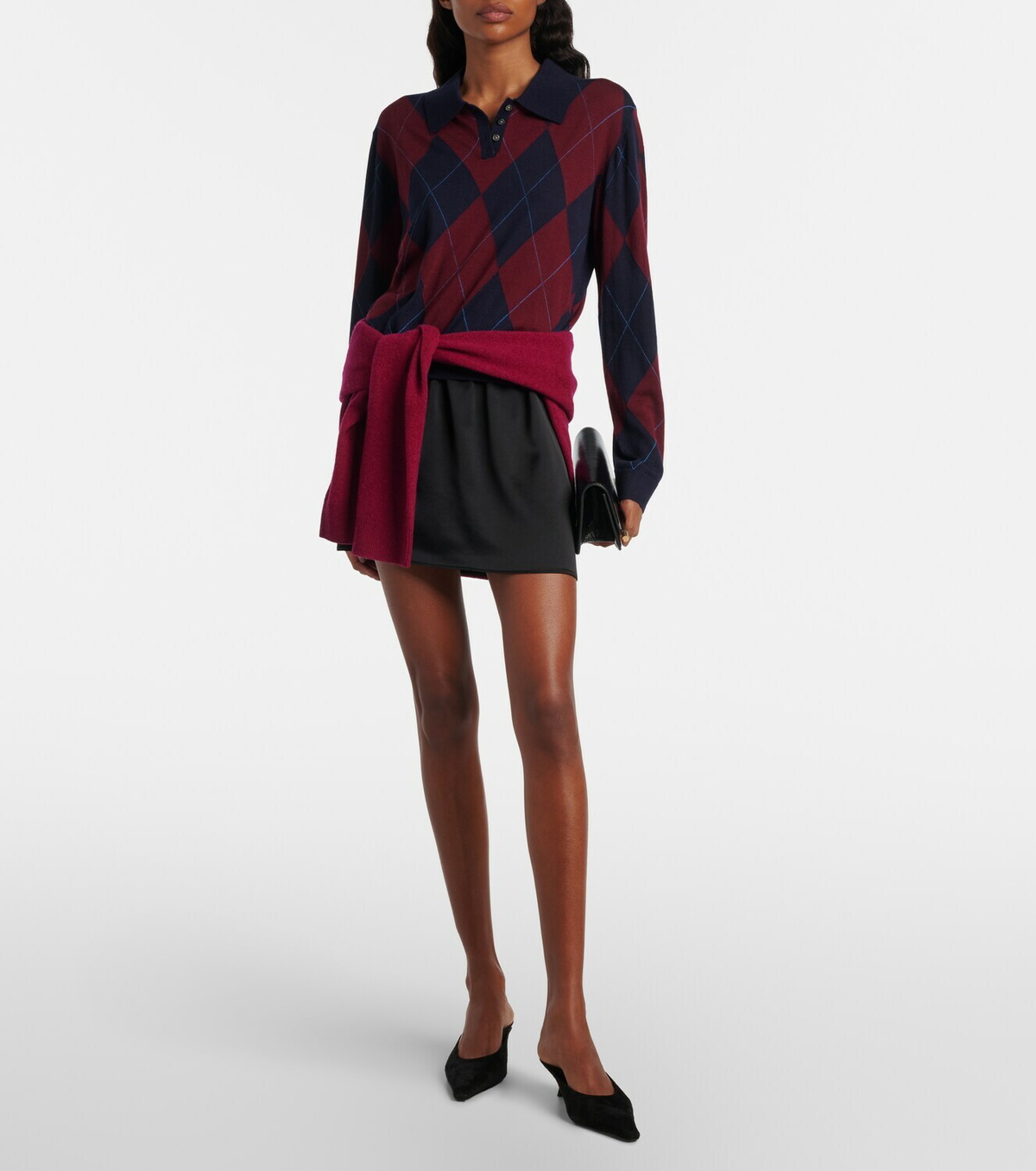 Leset James argyle wool polo sweater