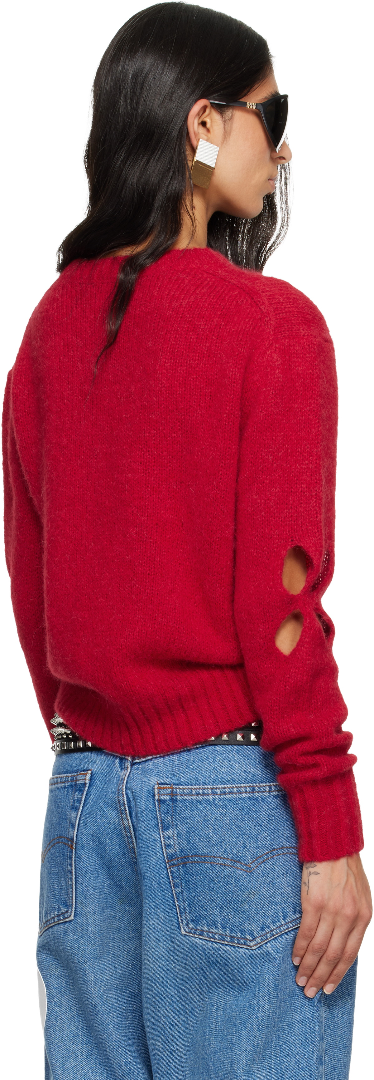 Stefan Cooke Red Slashed Shaggy Sweater