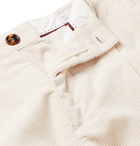 Brunello Cucinelli - Tapered Pleated Cotton-Corduroy Trousers - Neutrals