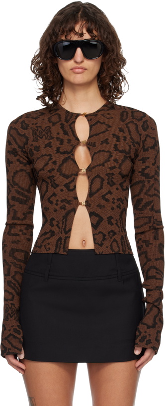Photo: AMIRI Brown MA Hardware Snake Cardigan