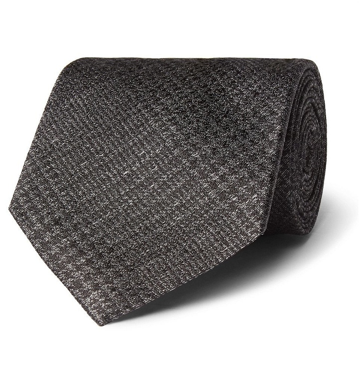 Photo: TOM FORD - 8cm Prince of Wales Checked Silk-Jacquard Tie - Men - Charcoal
