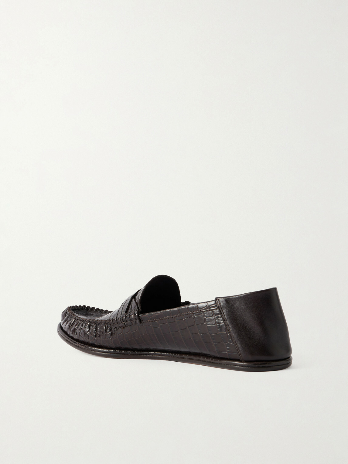 TOM FORD - Sebastian Croc-Effect Leather Loafers - Brown