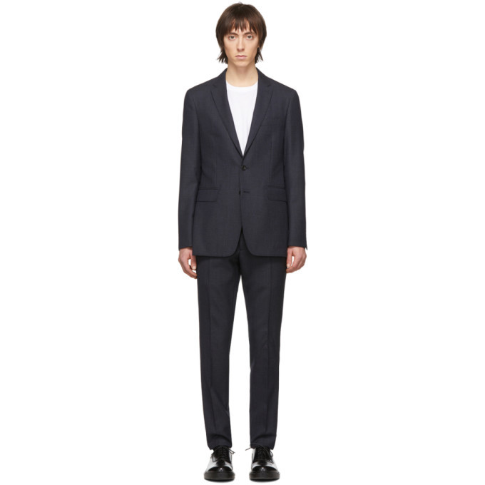 Burberry Navy Wool Pattern Suit Burberry