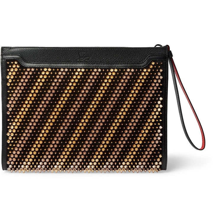 Photo: Christian Louboutin - Skypouch Studded Full-Grain Leather Pouch - Black