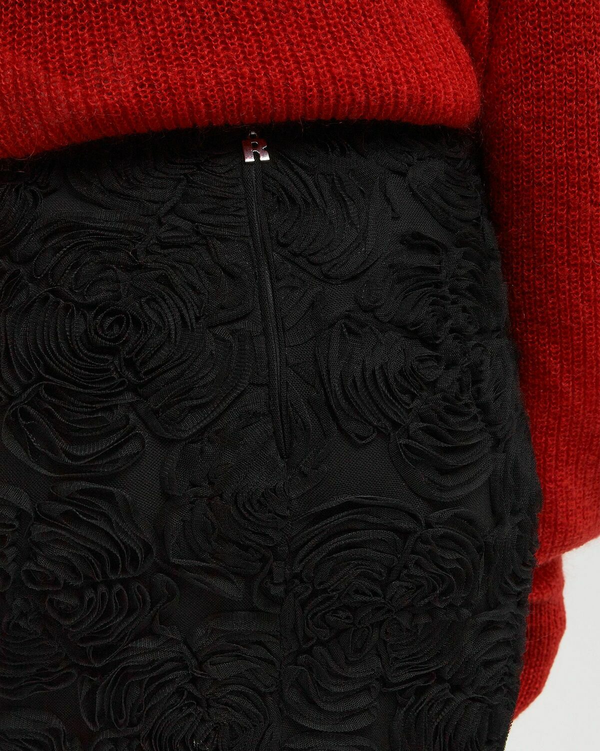 ROTATE Birger Christensen Flower Mesh Pencil Skirt Black Women