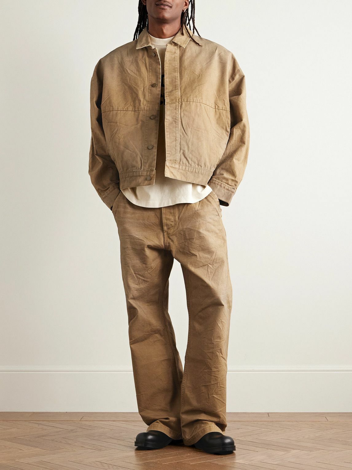 Fear of God - Utility Straight-Leg Distressed Cotton-Canvas Trousers - Brown