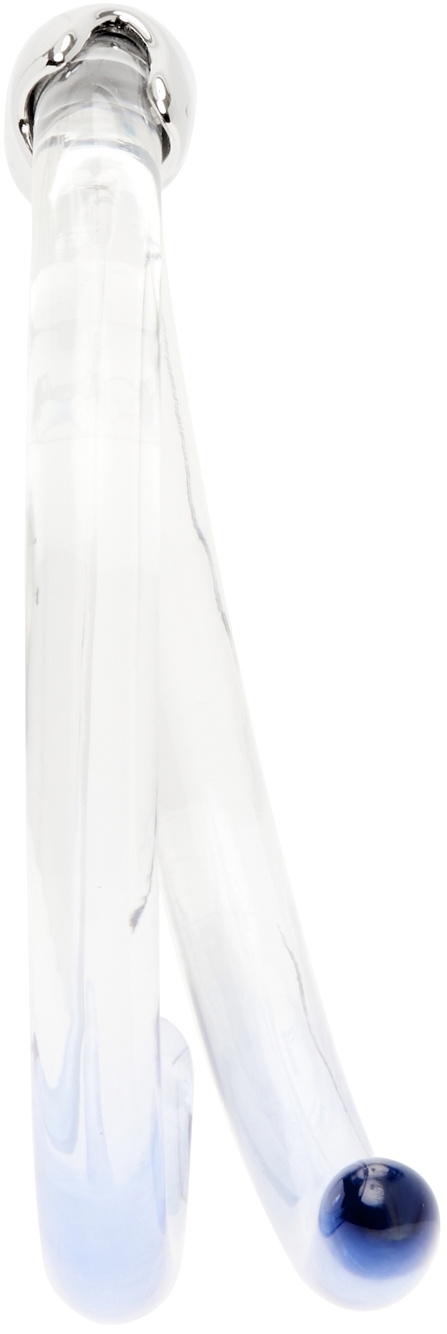 Lorette Colé Duprat SSENSE Exclusive Silver & Blue Resin Hoop Earrings