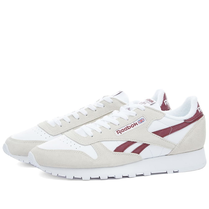 Photo: Reebok Men's Classic Leather Sneakers in Classic Burgundy/White