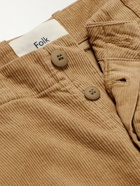 Folk - Assembly Tapered Pleated Cotton-Blend Trousers - Neutrals