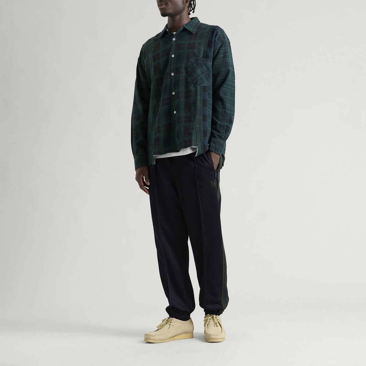 Needles Men's Poly Smooth Zipped Track Pants in Navy