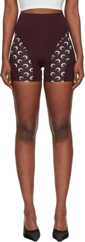 Photo: Marine Serre Burgundy Athleisure Moon Insert Mini Shorts