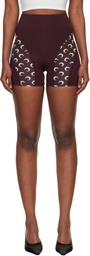 Marine Serre Burgundy Athleisure Moon Insert Mini Shorts