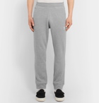 ADIDAS ORIGINALS - Slim-Fit Tapered Logo-Embroidered Mélange Loopback Cotton-Jersey Sweatpants - Gray