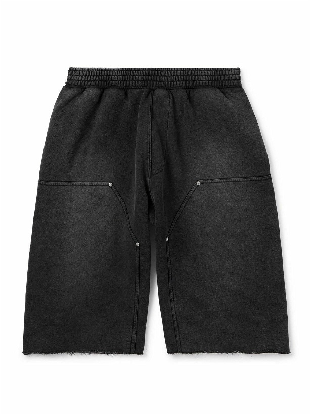 Photo: Givenchy - Wide-Leg Frayed Cotton-Jersey Shorts - Black
