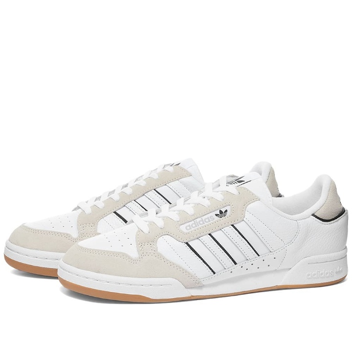 Photo: Adidas Men's Continental 80 Stripes Sneakers in White/Core Black