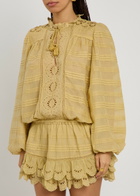 Isabel Marant étoile Preya Embroidered Cotton Mini Dress Yellow