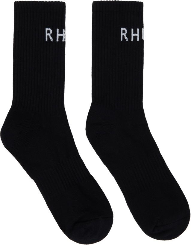 Photo: Rhude Black 'Rhude' Classic Logo Socks