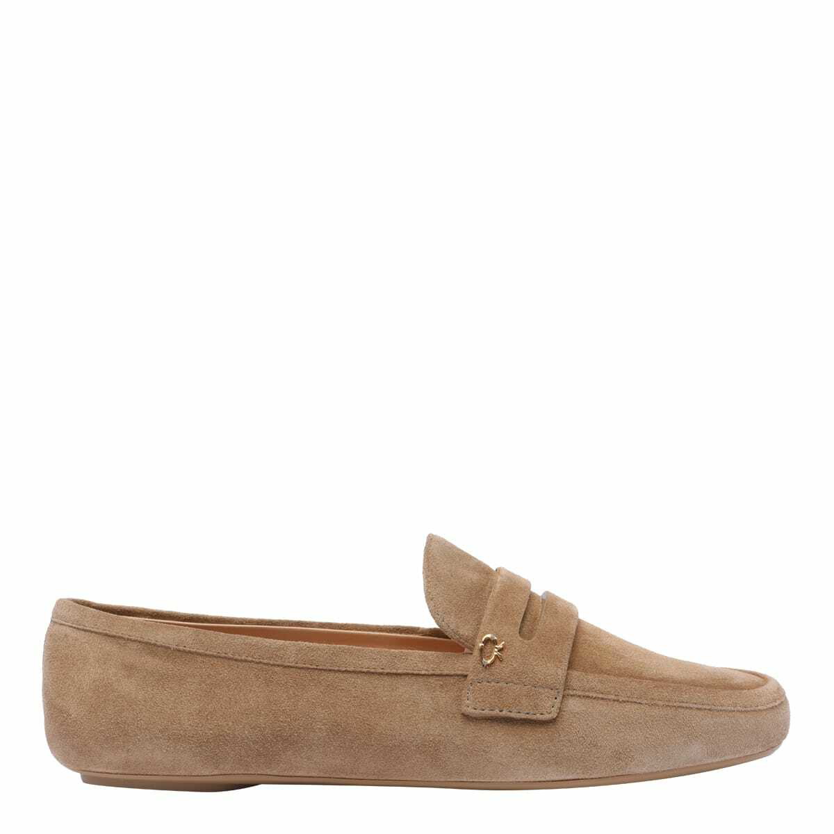【Gianvito Rossi】 Leather-trimmed raffia loafers Gianvito Rossi Leather-Trimmed Raffia Loafers - Brown - 30