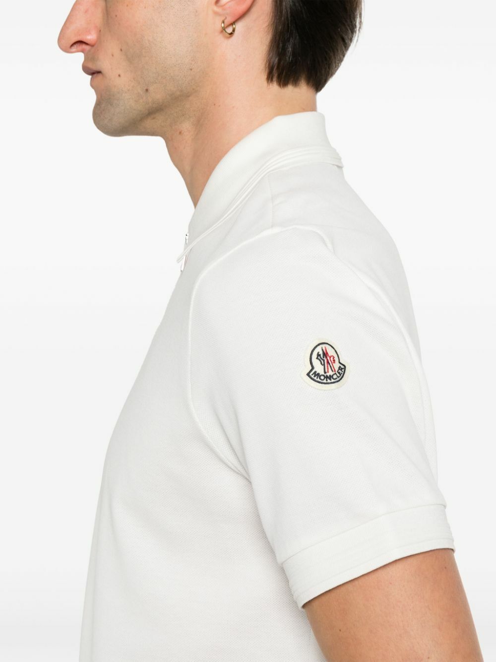 Moncler White Zip-Up Polo Shirt Moncler