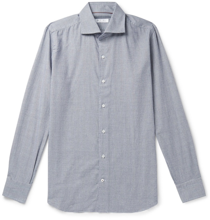 Photo: Loro Piana - Slim-Fit Prince of Wales Checked Brushed-Cotton Shirt - Blue