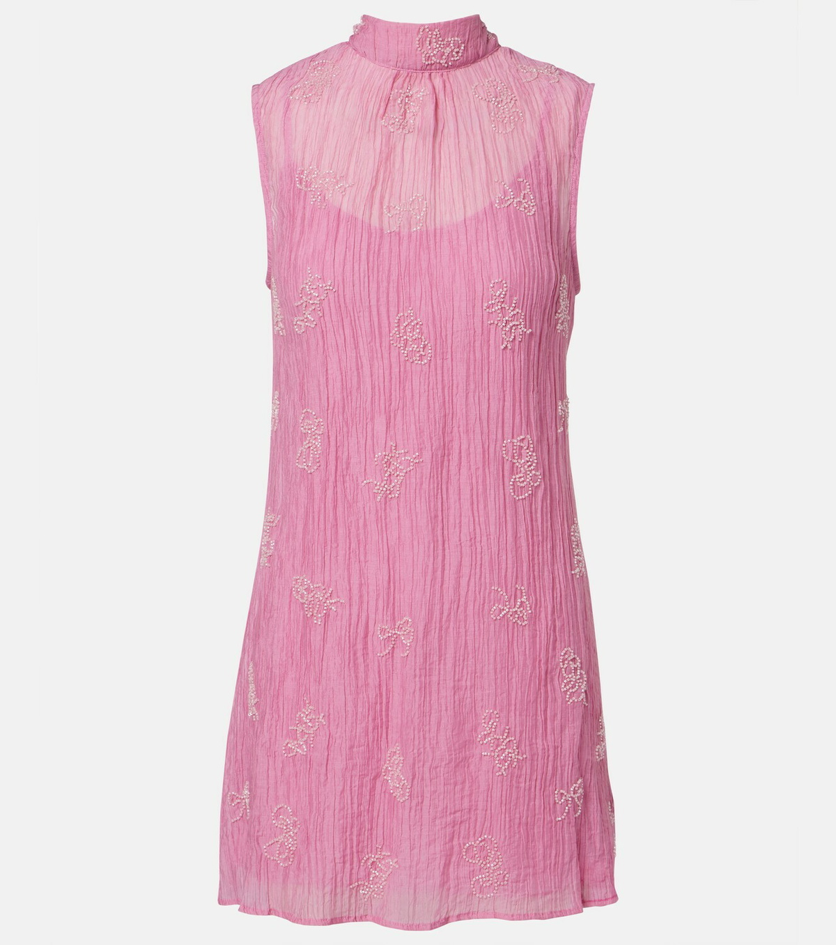 Staud Albee beaded tie-neck organza minidress