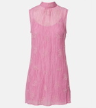 Staud Albee beaded tie-neck organza minidress