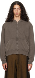 Omar Afridi Brown Shabby Full Zipped Hoodie