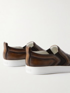 Berluti - Scritto Venezia Leather Slip-On Sneakers - Brown