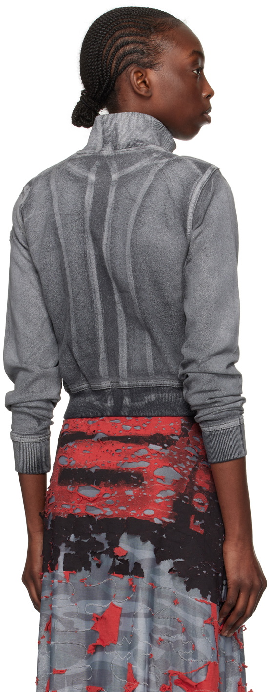 DIESEL D-Emy-S トラックジャケット Women's Zip sweatshirt in printed Track Denim | Grey | Diesel
