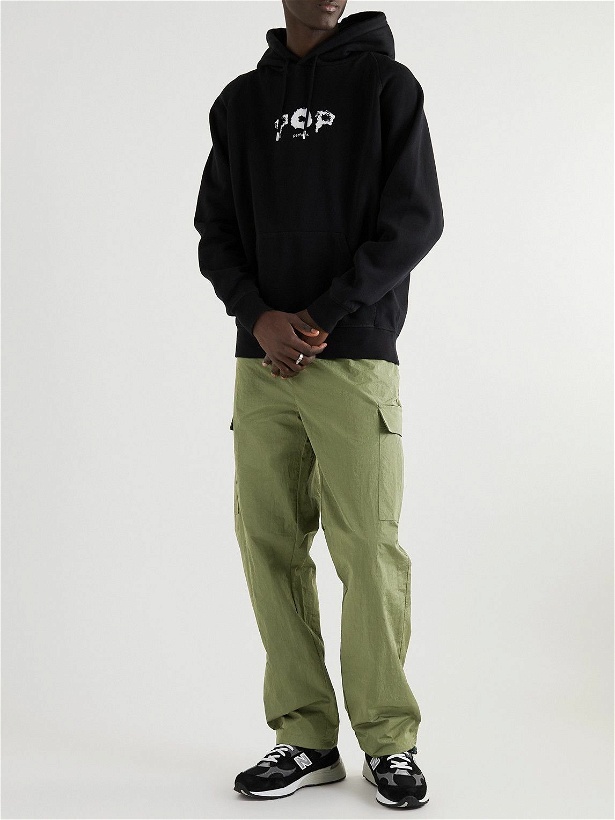 Photo: Pop Trading Company - Straight-Leg Logo-Embroidered Crinkled-Shell Cargo Trousers - Green