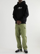 Pop Trading Company - Straight-Leg Logo-Embroidered Crinkled-Shell Cargo Trousers - Green