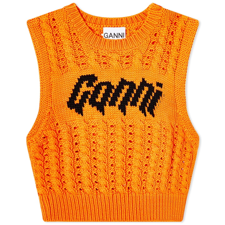 Photo: GANNI Women's Viscose Rope Crop Vest in Vibrant Orange