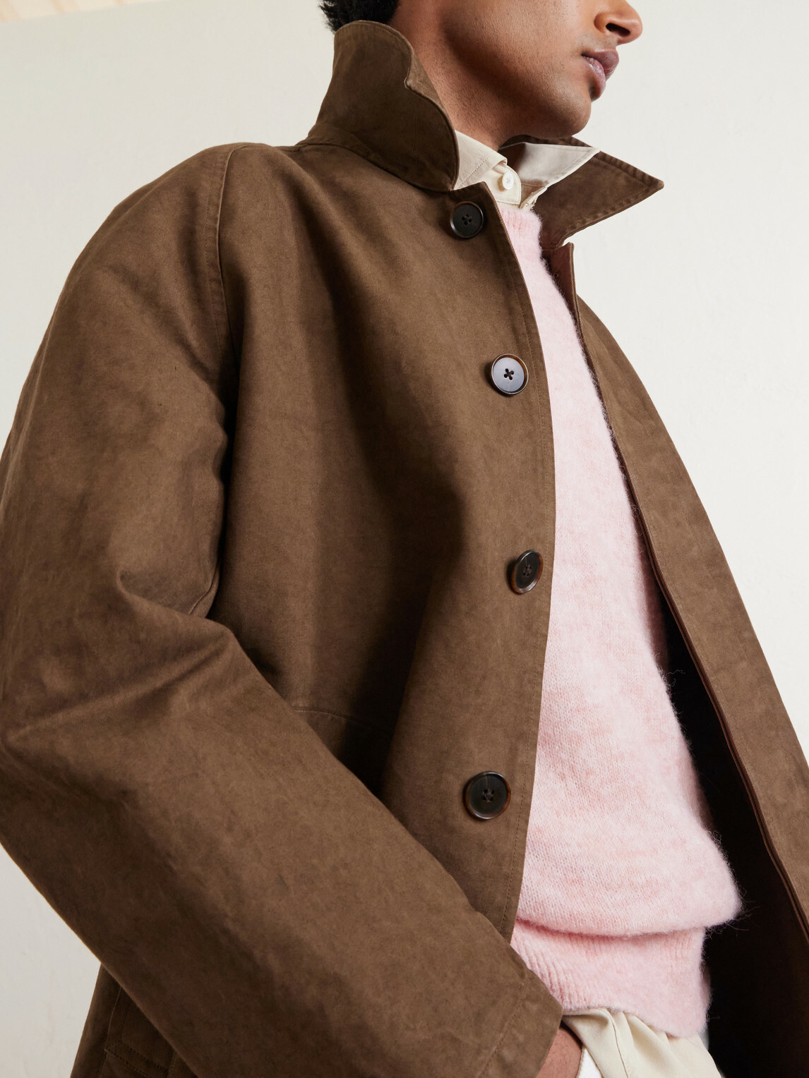Auralee - Garment-Dyed Cotton-Twill Coat - Brown