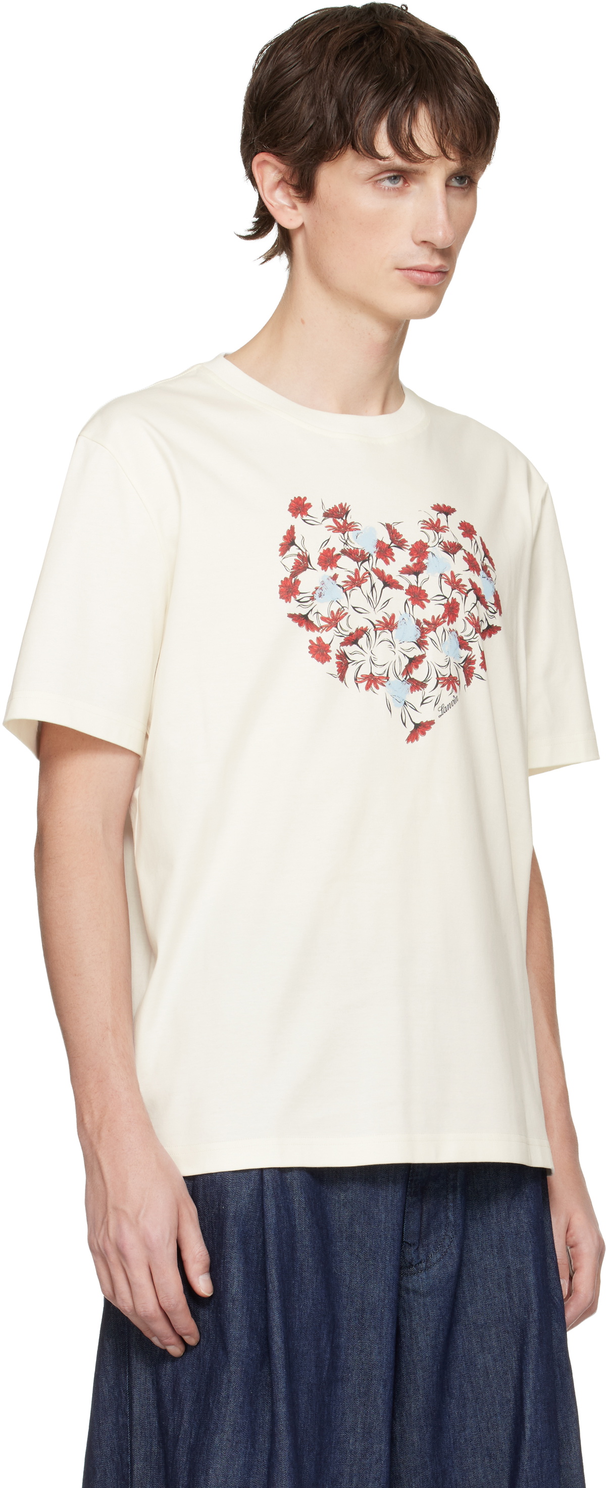 Lanvin Off-White Daisy Heart T-shirt