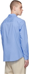 Solid Homme Blue Half-Button Shirt