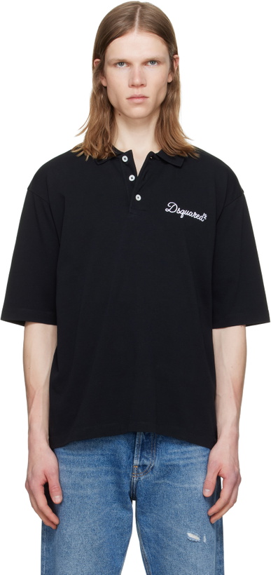 Photo: Dsquared2 Black 'Dsquared2 Signature' Tennis Fit Polo