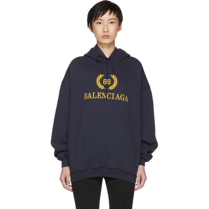 Photo: Balenciaga Navy BB Crown Logo Hoodie