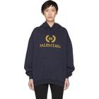 Balenciaga Navy BB Crown Logo Hoodie