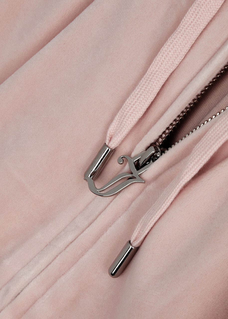 Juicy Couture Classic Robertson Hooded Velour Sweatshirt Light Pink