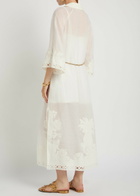 Zimmermann Indra Embroidered Belted Ramie Maxi Dress Ivory