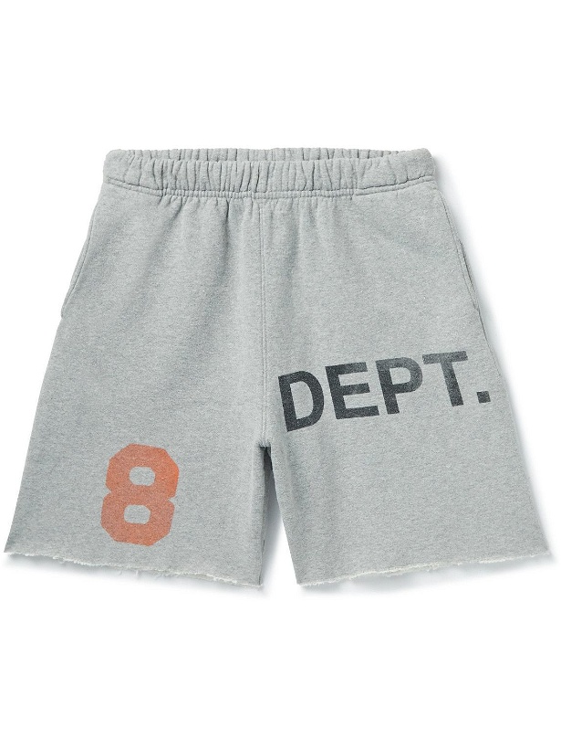 Photo: Gallery Dept. - Wide-Leg Printed Distressed Cotton-Jersey Shorts - Gray