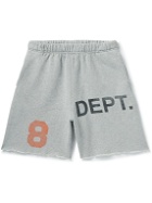 Gallery Dept. - Wide-Leg Printed Distressed Cotton-Jersey Shorts - Gray
