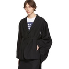 Fumito Ganryu Black Wool Kimono Blazer