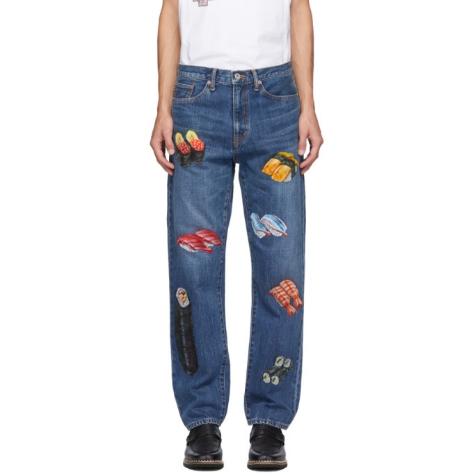 Photo: Doublet Blue Hand-Painted Food Jeans