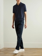 De Petrillo - Straight-Leg Pleated Stretch Cotton-Twill Trousers - Blue