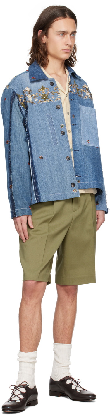 Kartik Research Blue Handcrafted Denim Jacket Kartik Research