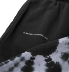 Satisfy - Logo-Print Tie-Dyed Fleece-Back Cotton-Jersey Track Pants - Black