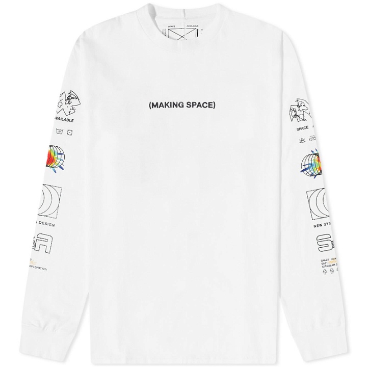 Photo: Space Available Men's Long Sleeve Making Space Effect T-Shirt in White